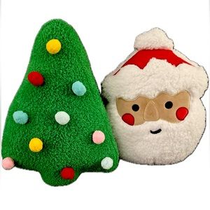 Christmas Tree and Santa Pillow Set